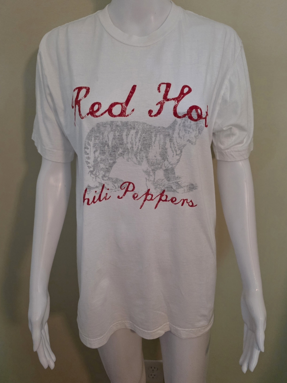 'Red Hot Chili Peppers' Graphic Tee with Tiger Print Woman's Size Med.